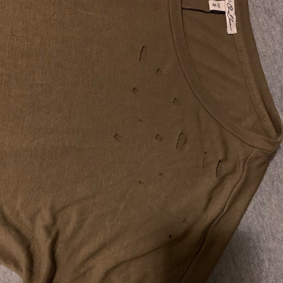 Express Distressed Olive Tee - Picture 1 of 2